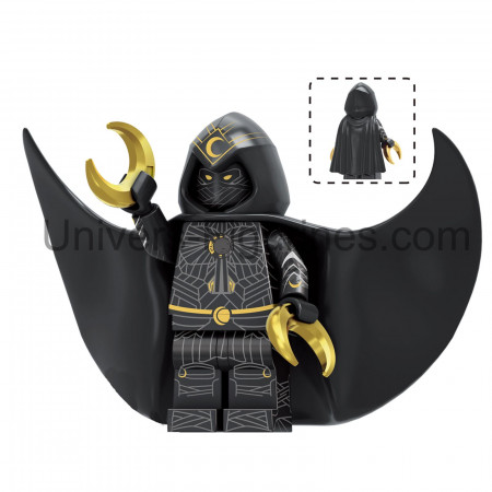 Figurine compatible briques — Moon Knight noir, cape deluxe