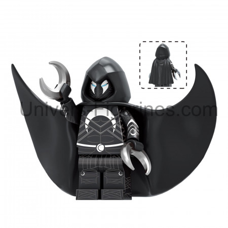 Minifigurine — Moon Knight noir emblème lunaire compatible briques