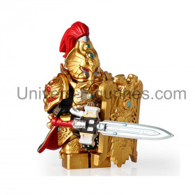 Figurine Guerrier Doré à Épée et Bouclier – Compatible Briques de Collection