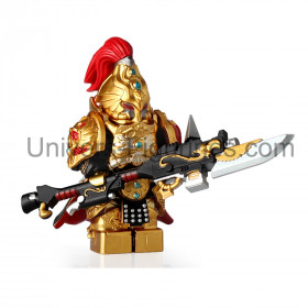 Figurine Guerrier Doré à Lance Compatible Briques – Collection Médiévale