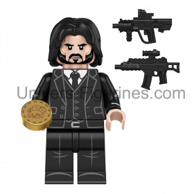 Figurine John Wick en costume noir - compatible briques